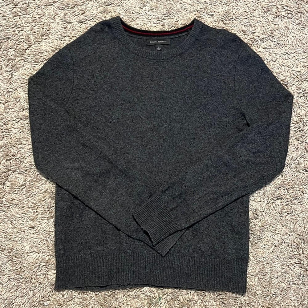 Men’s Preppy Grey Banana Republic Knit Sweater